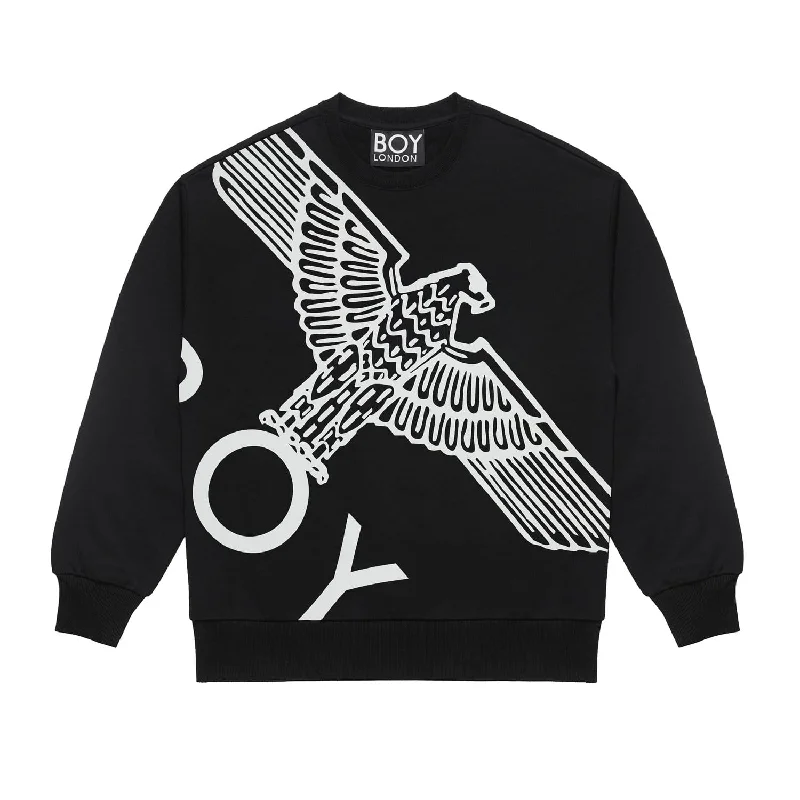 BOY WINGSPAN SWEATSHIRT WOMENS - BLACK/WHITE Hoodie with Strings Custom Fit Adjustable