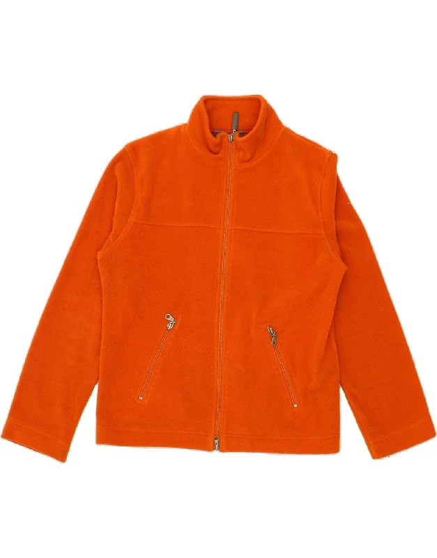 STREET ONE Womens Fleece Jacket UK 16 Large Orange Polyester A-Line Jacket Boat Neck Shawl Collar