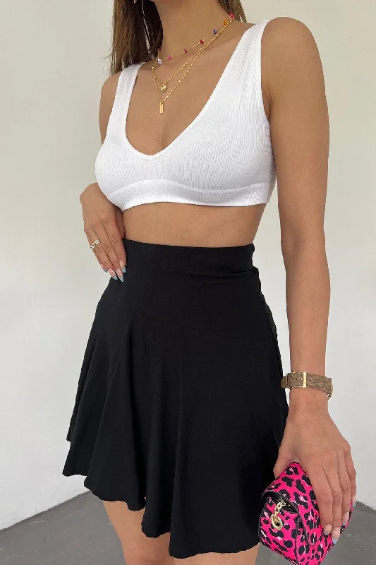 Women's Black Viscose Fabric Summer Shorts Skirt 1905 leather skirt refined