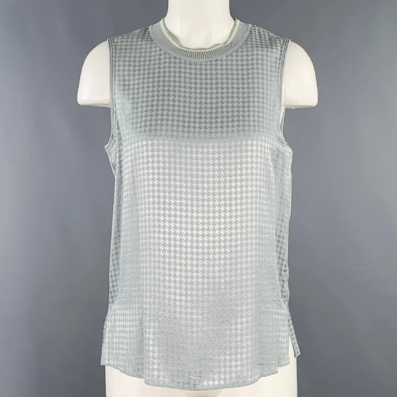 RAG & BONE Size S Ali Tank Grey Acetate Blend Houndstooth Sleeveless Casual Top fashionable tank top