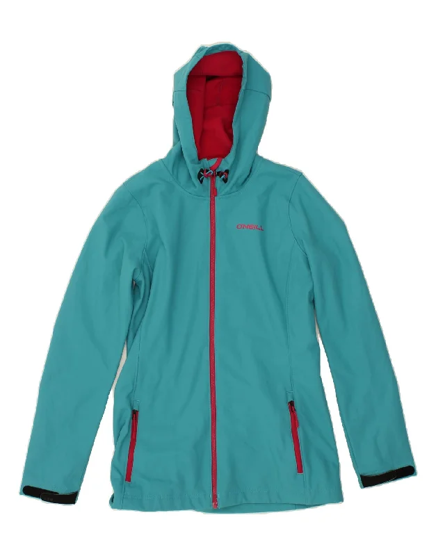 O'NEILL Womens Hooded Rain Jacket UK 12 Medium Blue Polyester Belted Jacket Elasticated Jacket Padded Jacket O'NEILL Womens Hooded Rain Jacket UK 12 Medium Blue Polyester Belted Jacket Elasticated Jacket Padded Jacket