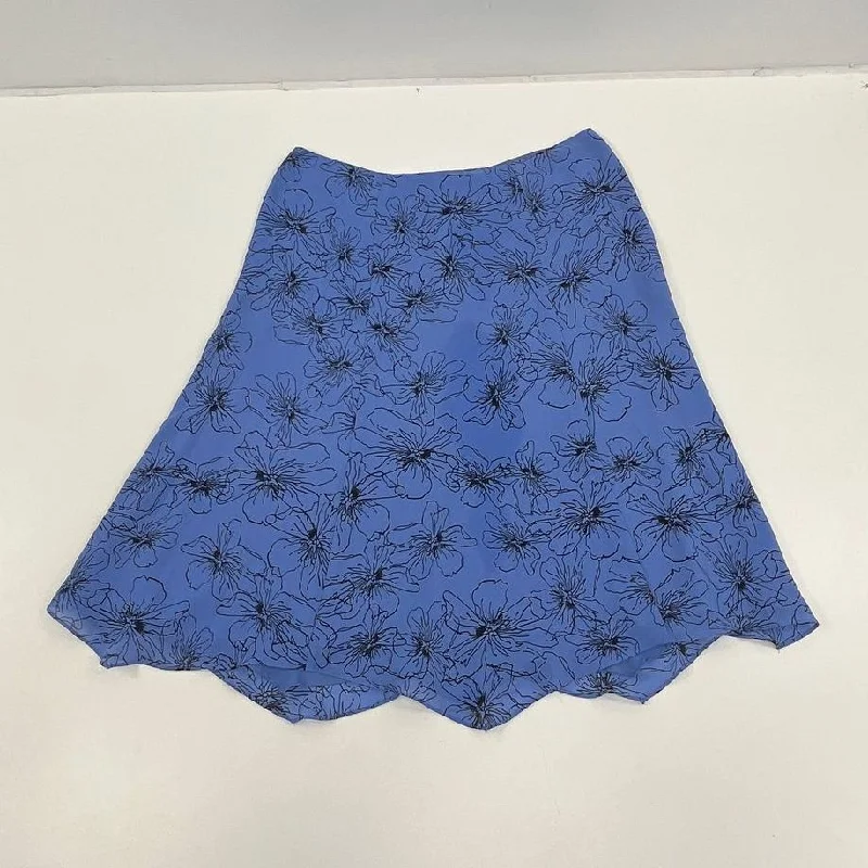 Women's Emma James Blue Floral Print Asymmetrical Hem Skirt - Size 18 chiffon skirt floaty