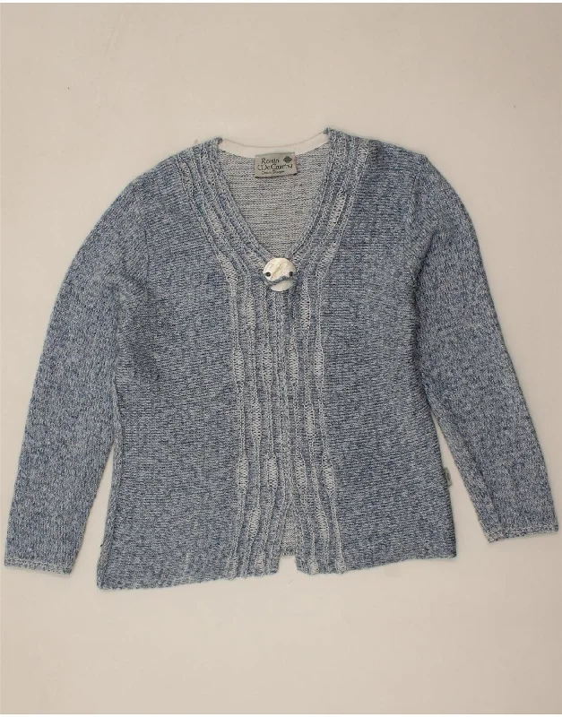 VINTAGE Womens V-Neck Jumper Sweater UK 14 Large Blue Cotton Mesh Blend Leather Blend Suede Blend VINTAGE Womens V-Neck Jumper Sweater UK 14 Large Blue Cotton Mesh Blend Leather Blend Suede Blend