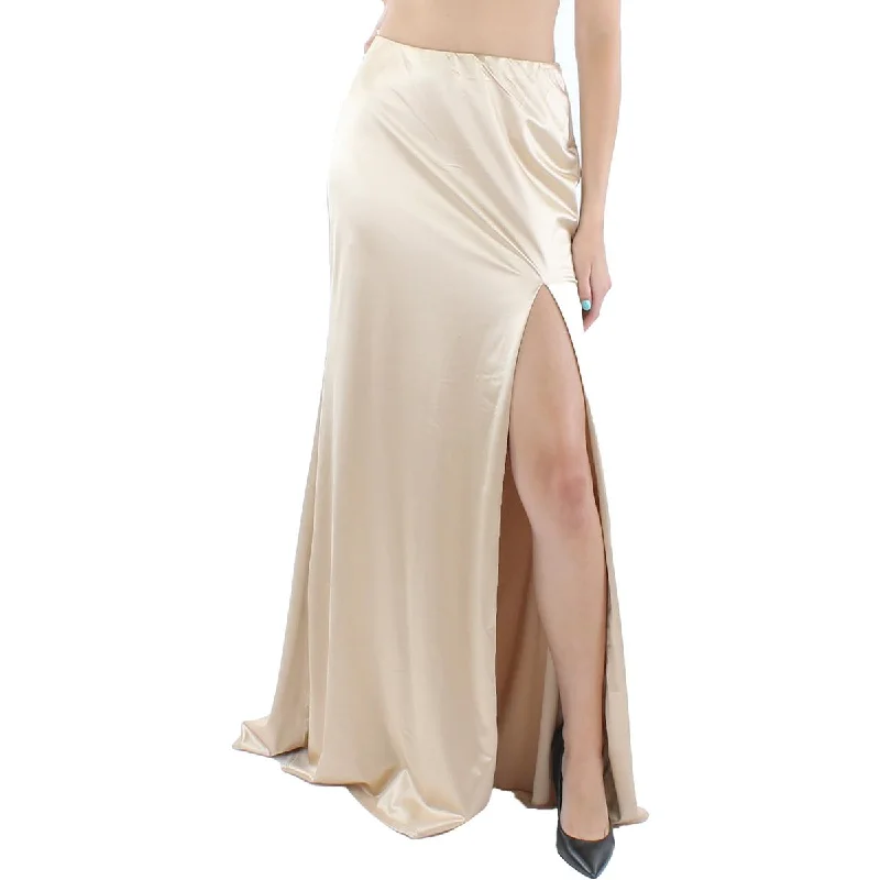 B. Darlin Womens Juniors Slit Formal Maxi Skirt satin skirt smooth