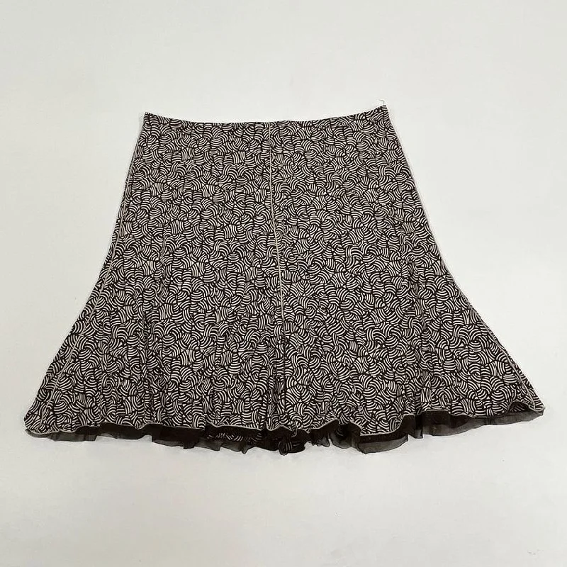 Women's Max Studio Abstract Print Brown Flare Skirt Elastic Waist - Size XL leather skirt bold