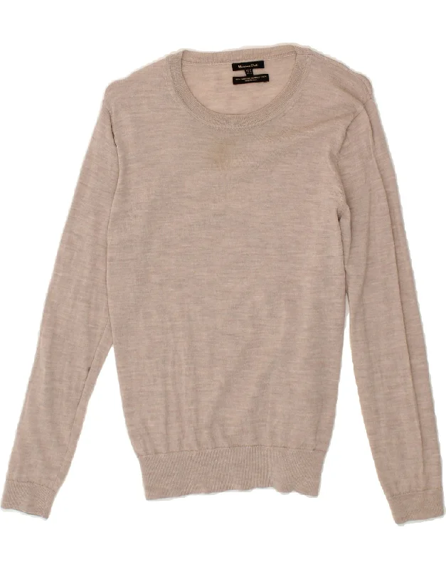 MASSIMO DUTTI Womens Boat Neck Jumper Sweater UK 12 Medium Beige Fleece Fabric Down Fabric Feather Fabric MASSIMO DUTTI Womens Boat Neck Jumper Sweater UK 12 Medium Beige Fleece Fabric Down Fabric Feather Fabric