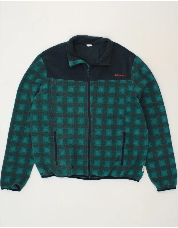 DECATHLON Womens Fleece Jacket UK 18 XL Green Check Polyester Cotton Jacket Linen Jacket Terry Jacket DECATHLON Womens Fleece Jacket UK 18 XL Green Check Polyester Cotton Jacket Linen Jacket Terry Jacket