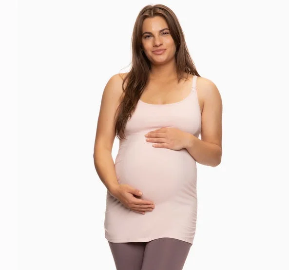 Maternity/Nursing Clip Cami Tank Top, Eco Modal - Blush Pink soft pink tank