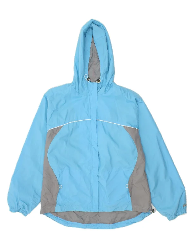 REEBOK Womens Hooded Rain Jacket UK 16 Large Blue Colourblock Polyester Wool Jacket Cashmere Jacket Tweed Jacket REEBOK Womens Hooded Rain Jacket UK 16 Large Blue Colourblock Polyester Wool Jacket Cashmere Jacket Tweed Jacket