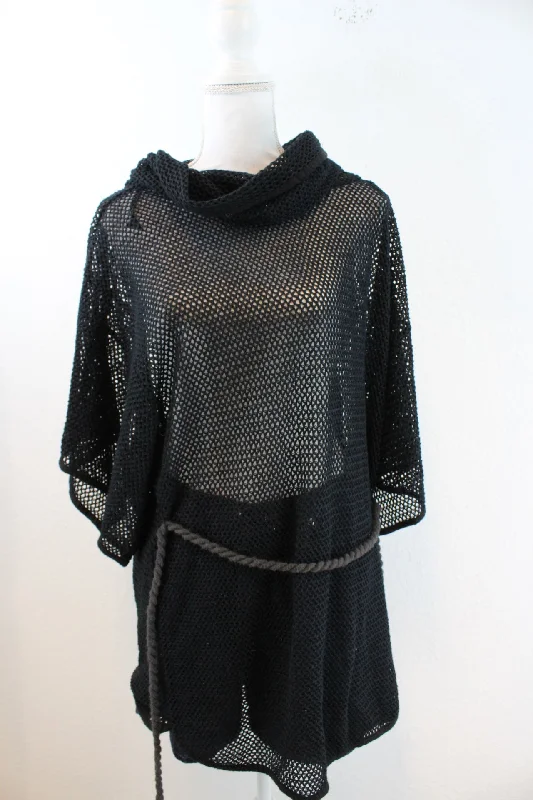 Vintage Net Hoodie Hoodie with Raw Hem Edgy Unfinished