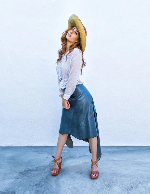 Bleu Mécanique skirt satin skirt smooth