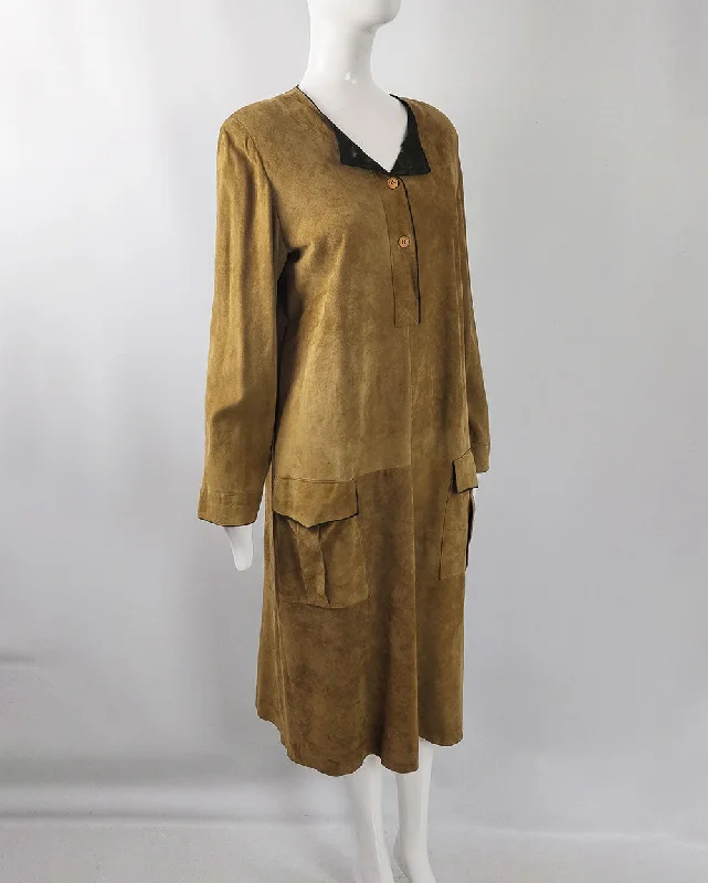 Mario Valentino Vintage Womens Suede Dress, 1980s Tunics Fashionable chic