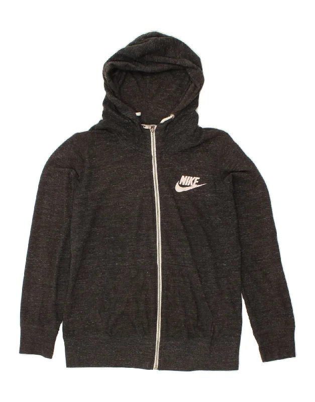 NIKE Womens Zip Hoodie Sweater UK 16 Large Grey Flecked Cotton Print Jacquard Patchwork NIKE Womens Zip Hoodie Sweater UK 16 Large Grey Flecked Cotton Print Jacquard Patchwork