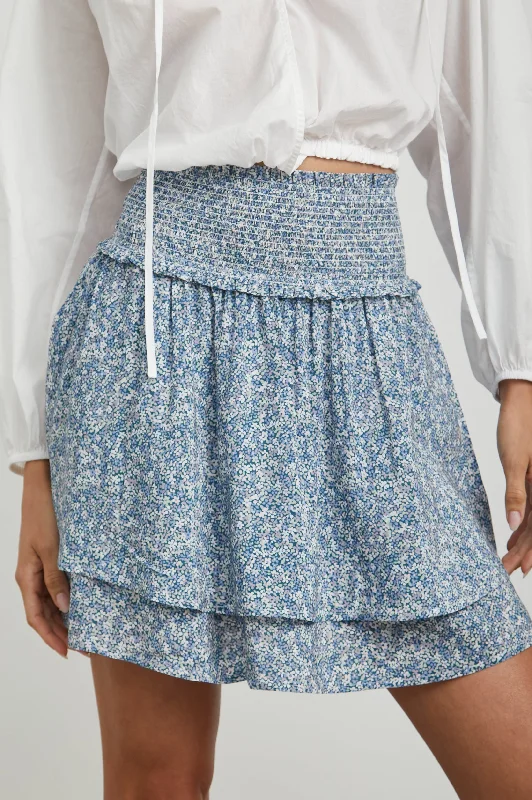 ADDISON SKIRT - BLUE MINI GARDEN elastic waist skirt