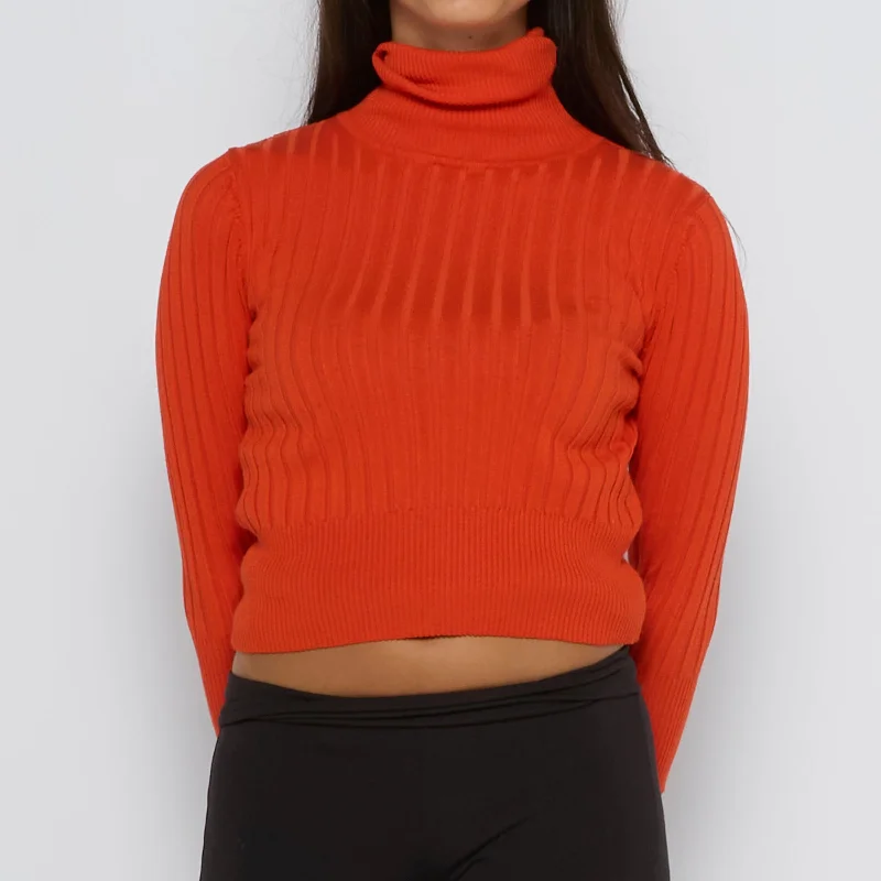 Rib Roll Neck Sweater - UK 6 Oversized Loose Flowy