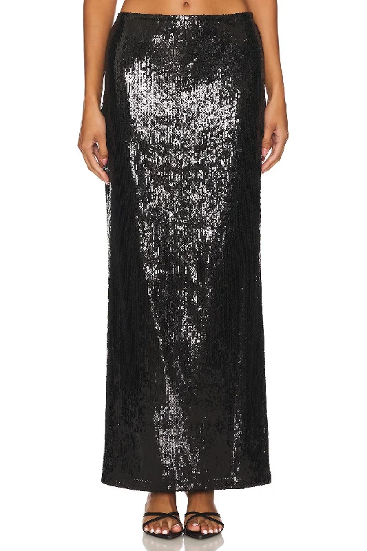 Elettra Sequin Column Skirt - Black slim fit skirt