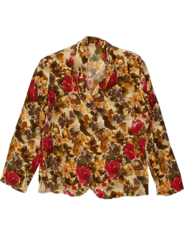 VINTAGE Womens 4 Button Blazer Jacket UK 12 Medium Multicoloured Floral Fitted Jacket Loose Jacket Oversized Jacket VINTAGE Womens 4 Button Blazer Jacket UK 12 Medium Multicoloured Floral Fitted Jacket Loose Jacket Oversized Jacket
