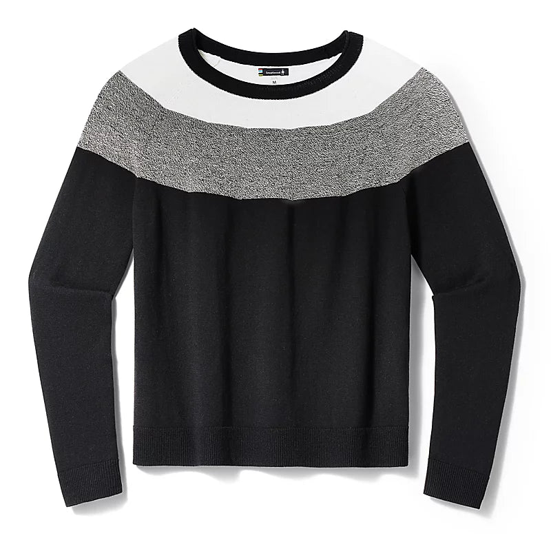 Women's Edgewood Colorblock Crew Sweater - Black Mesh Fabric Canvas Fabric Denim Fabric