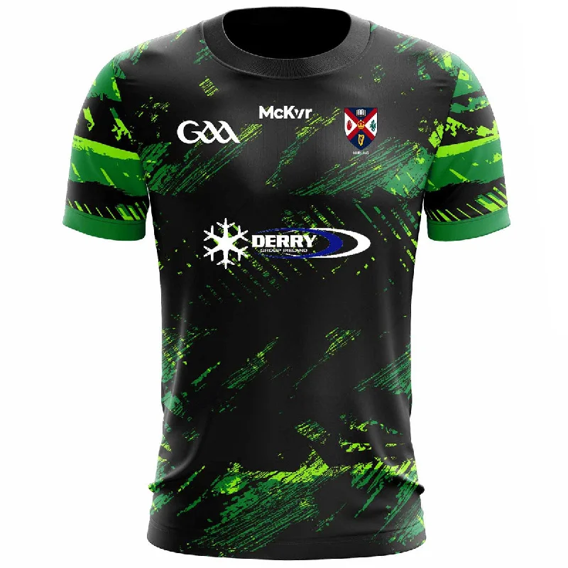 Mc Keever Queens Hurling Training Jersey - Adult - Black/Green Player Fit One Shoulder Jersey Shirt