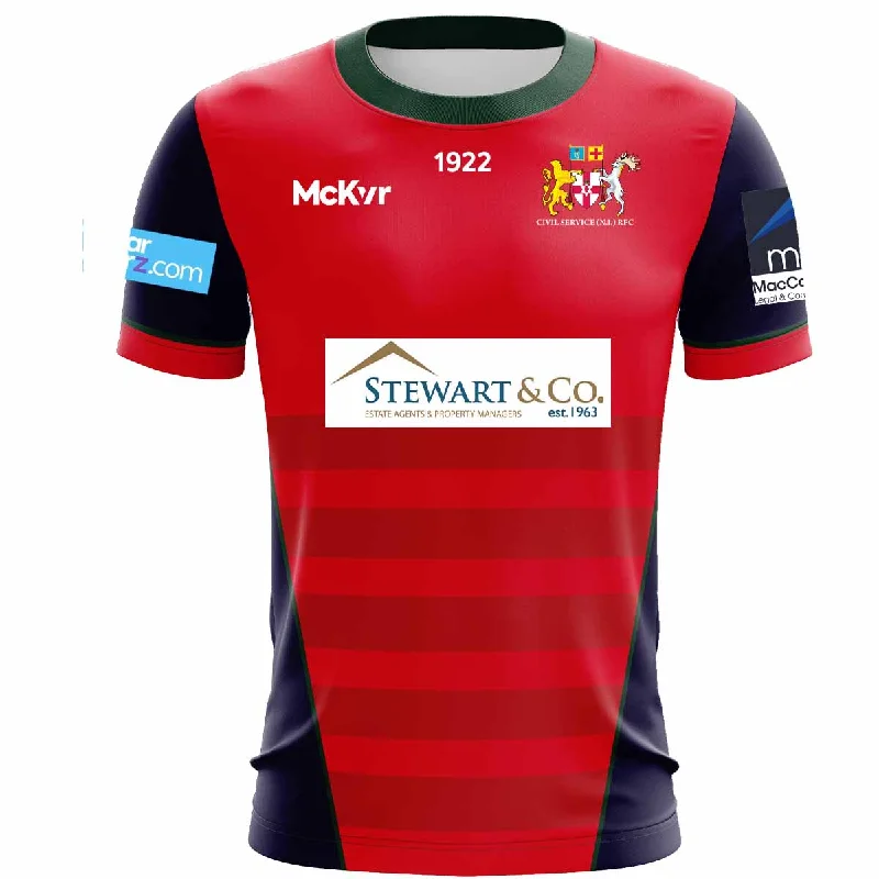 Mc Keever Civil Service NI RFC 4WS Pro Change Jersey - Adult - Red Luxury Jersey Tee