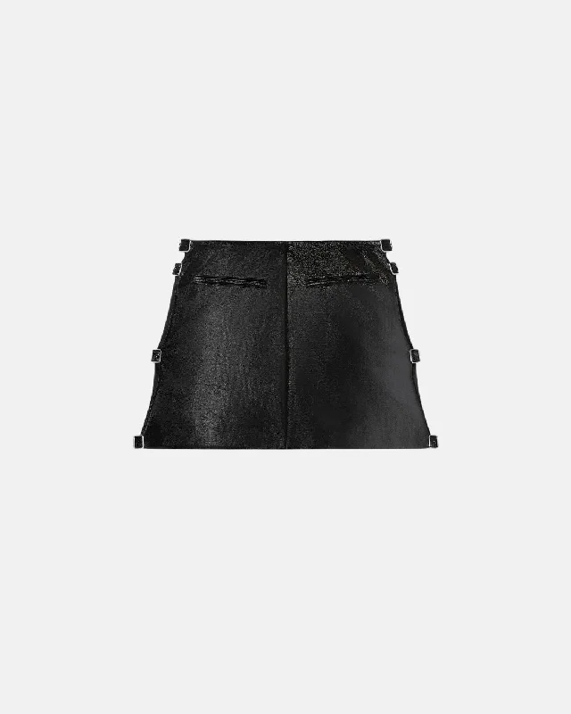 Mini Skirt Multi Sangle Vinyl Black lightweight skirt design