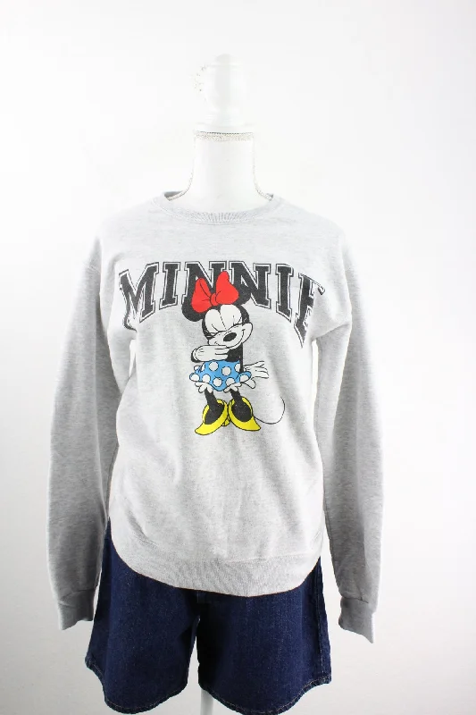 Vintage Minnie Sweatshirt (S) Hoodie with Hem Elastic Stretchable Comfortable