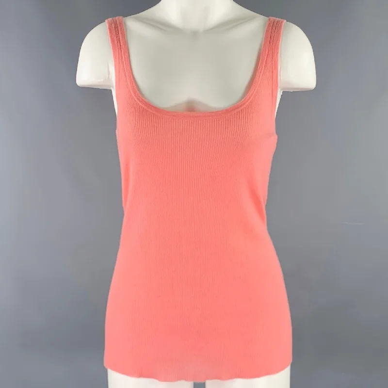 MICHAEL KORS Size M Pink Ribbed Tank Casual Top gym tank top