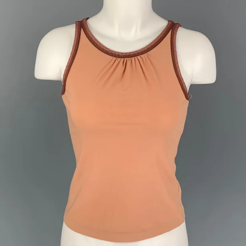 JIL SANDER Size M Orange Cotton Contrast Trim Tank Top soft pink tank