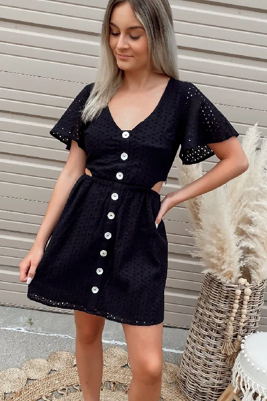 Cabo Black Eyelet Dress Tunics Ceremony elegant