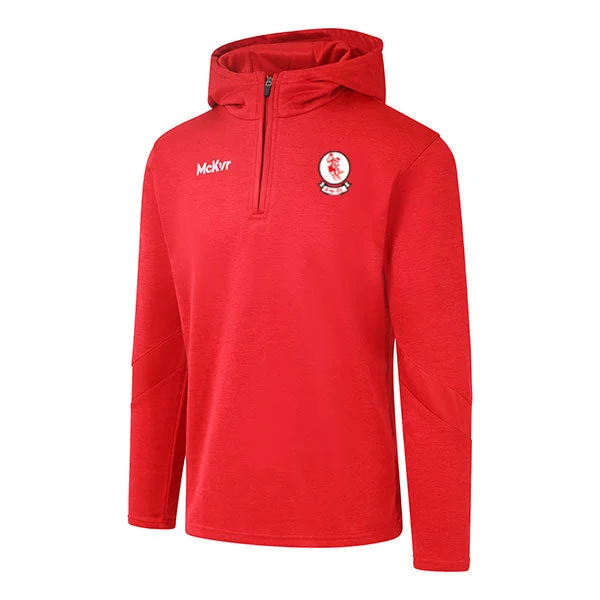 Mc Keever Eire Og GAA Carlow Core 22 1/4 Zip Hoodie - Adult - Red Hoodie with Color Block Contrast Stylish