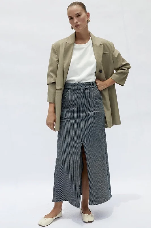 BLANCA Womens Maine Maxi Skirt - Navy slim fit skirt