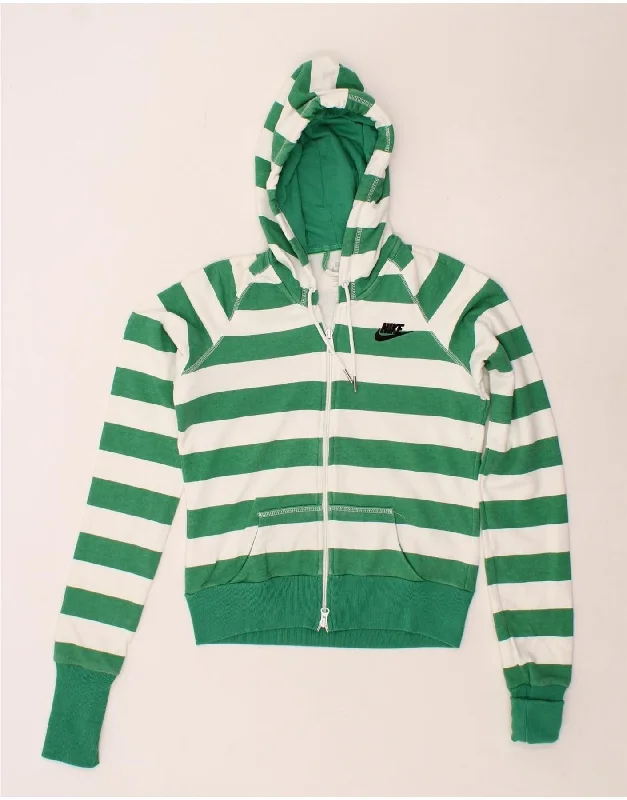 NIKE Womens Crop Zip Hoodie Sweater UK 8/10 Small Green Striped Cotton Boxy Sweater Fitted Sweater A-Line NIKE Womens Crop Zip Hoodie Sweater UK 8/10 Small Green Striped Cotton Boxy Sweater Fitted Sweater A-Line