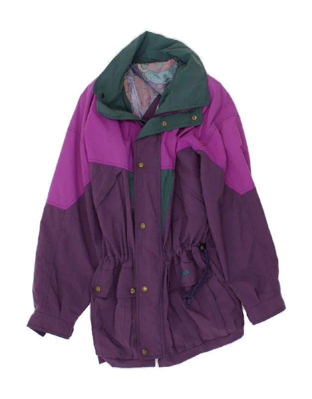 VINTAGE Womens Utility Jacket UK 10 Small Purple Colourblock Polyamide Satin Fabric Silk Fabric Chiffon Fabric VINTAGE Womens Utility Jacket UK 10 Small Purple Colourblock Polyamide Satin Fabric Silk Fabric Chiffon Fabric