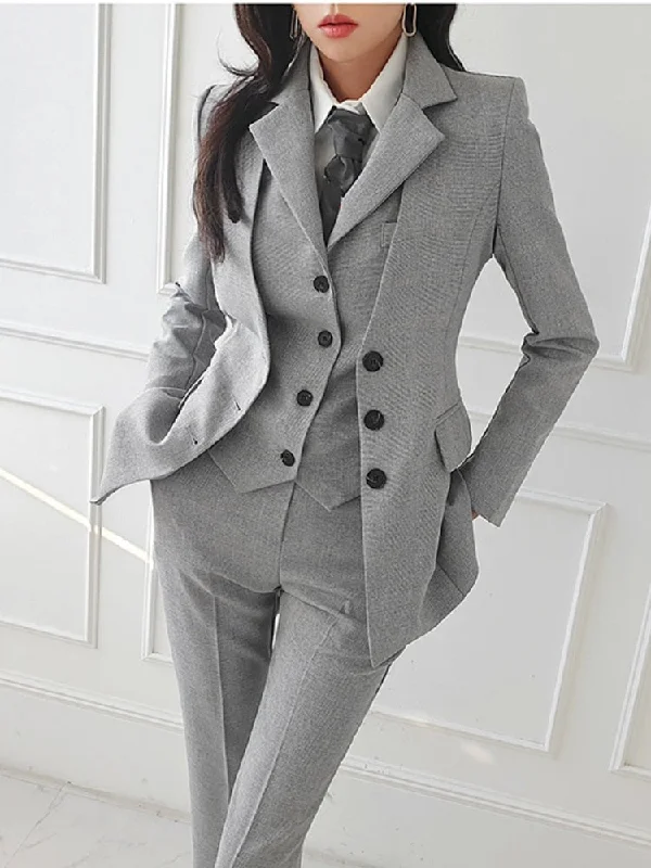 Women Vintage High Quality Office Suit Ladies Work Wear OL Pantsuits Formal Female Blazer Jacket Vest Trousers 3 Pieces Set Herringbone Jacket Checkered Jacket Solid Jacket Women Vintage High Quality Office Suit Ladies Work Wear OL Pantsuits Formal Female Blazer Jacket Vest Trousers 3 Pieces Set Herringbone Jacket Checkered Jacket Solid Jacket