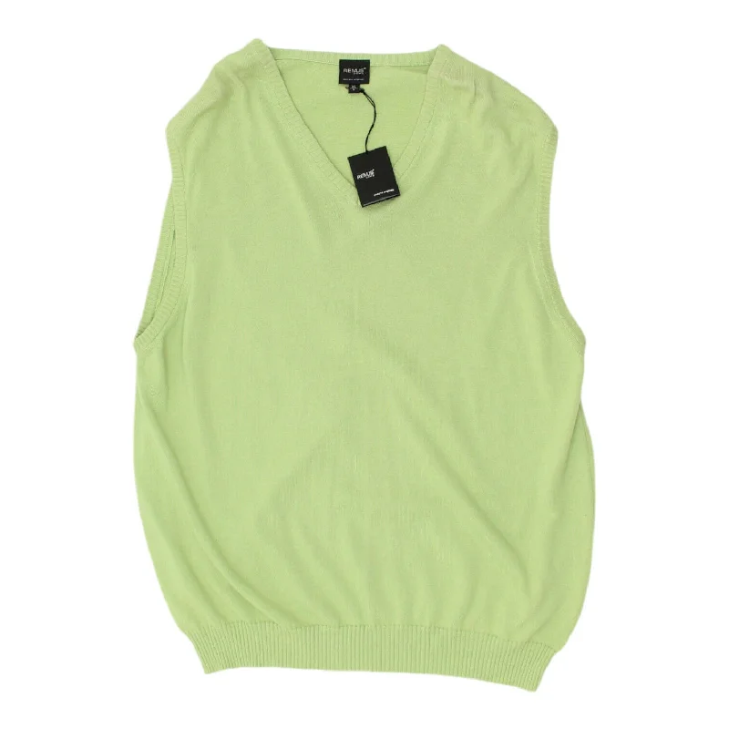 Remus Womens Green Sweater Vest | Vintage High End Designer Sleeveless Jumper Silk Blend Satin Velvet Remus Womens Green Sweater Vest | Vintage High End Designer Sleeveless Jumper Silk Blend Satin Velvet