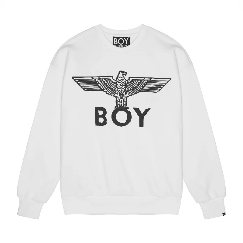 BOY EAGLE SCRIBBLE SWEATSHIRT WOMENS - WHITE/BLACK Hoodie with Pocket Utility Practical