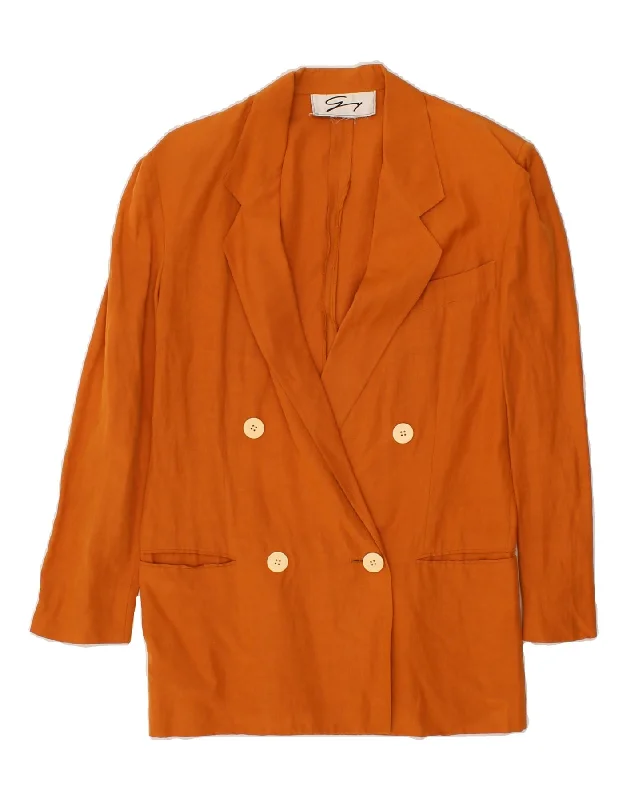 GENNY Womens Double Breasted Blazer Jacket UK 12 Medium Orange Satin Jacket Silk Jacket Chiffon Jacket GENNY Womens Double Breasted Blazer Jacket UK 12 Medium Orange Satin Jacket Silk Jacket Chiffon Jacket