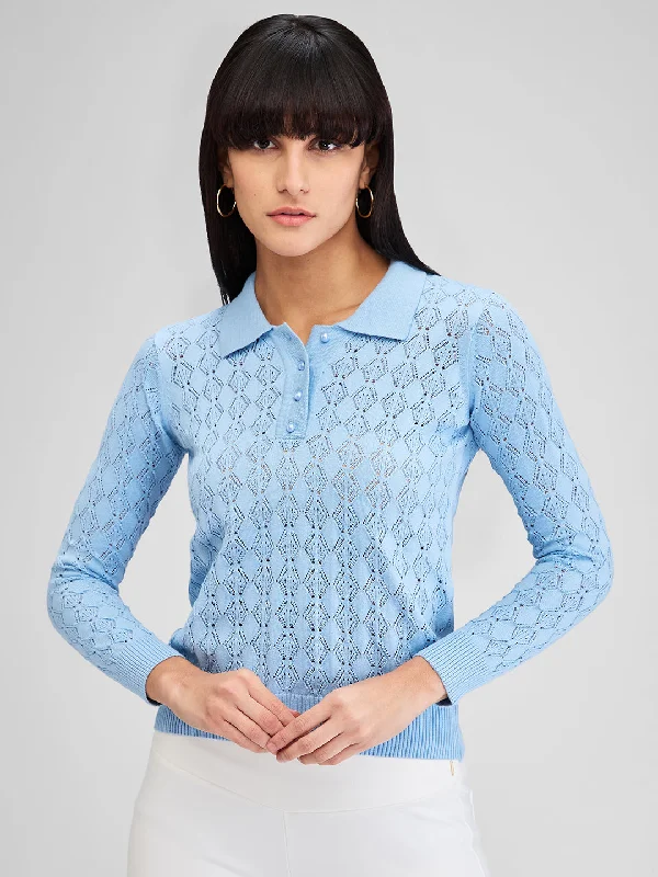 Spykar Blue Full Sleeves Regular Fit Solid Sweater For Women Chenille Blend Fleece Blend Nylon Blend Spykar Blue Full Sleeves Regular Fit Solid Sweater For Women Chenille Blend Fleece Blend Nylon Blend