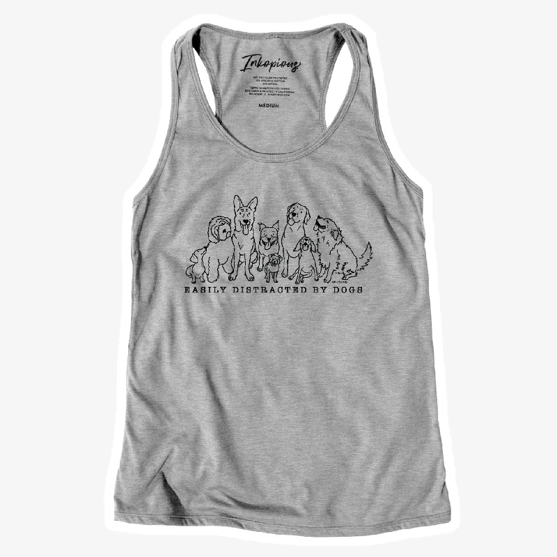 LAST CHANCE – Distracted by Dogs  - Racerback Tank Top neon tank top