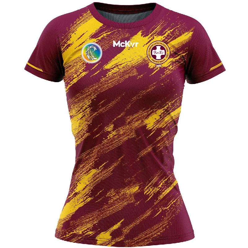 Mc Keever St Maurs Camogie Training Jersey - Womens - Maroon/Amber Boutique Jersey Tee