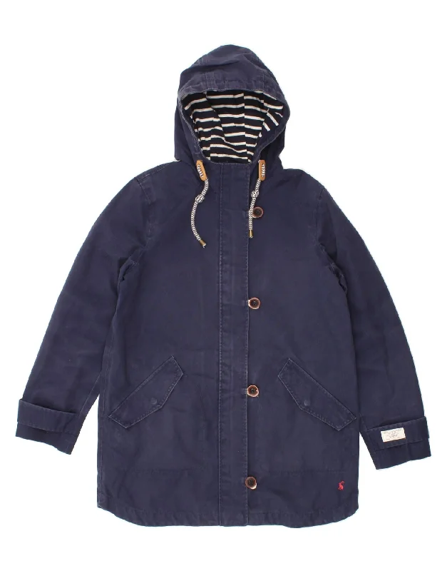 JOULES Womens Hooded Rain Jacket UK 12 Medium Navy Blue Cotton Embroidered Jacket Appliqued Jacket Beaded Jacket JOULES Womens Hooded Rain Jacket UK 12 Medium Navy Blue Cotton Embroidered Jacket Appliqued Jacket Beaded Jacket