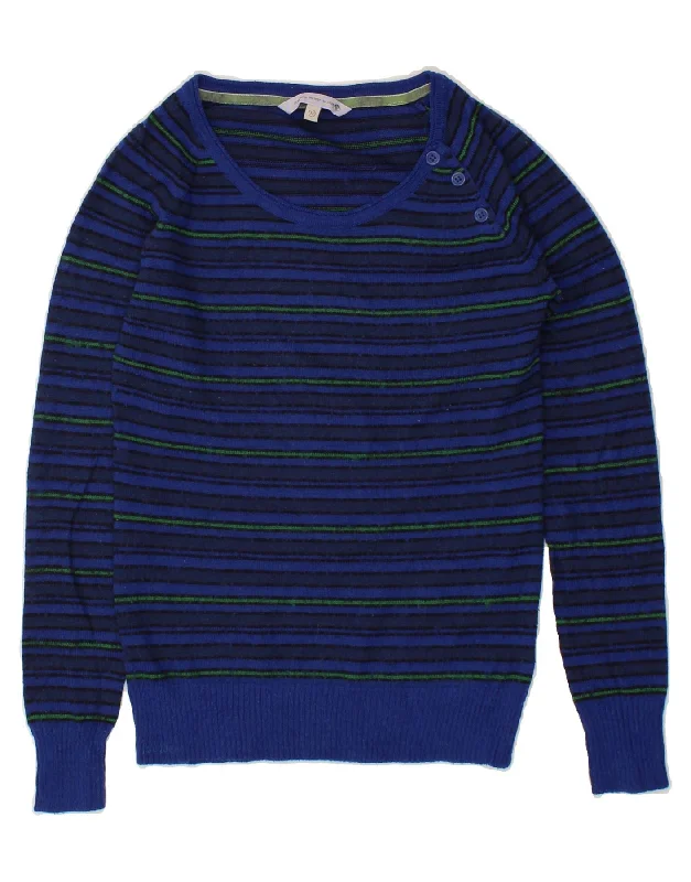 FAT FACE Womens Boat Neck Jumper Sweater UK 12 Medium Blue Striped Acrylic Chenille Blend Fleece Blend Nylon Blend FAT FACE Womens Boat Neck Jumper Sweater UK 12 Medium Blue Striped Acrylic Chenille Blend Fleece Blend Nylon Blend