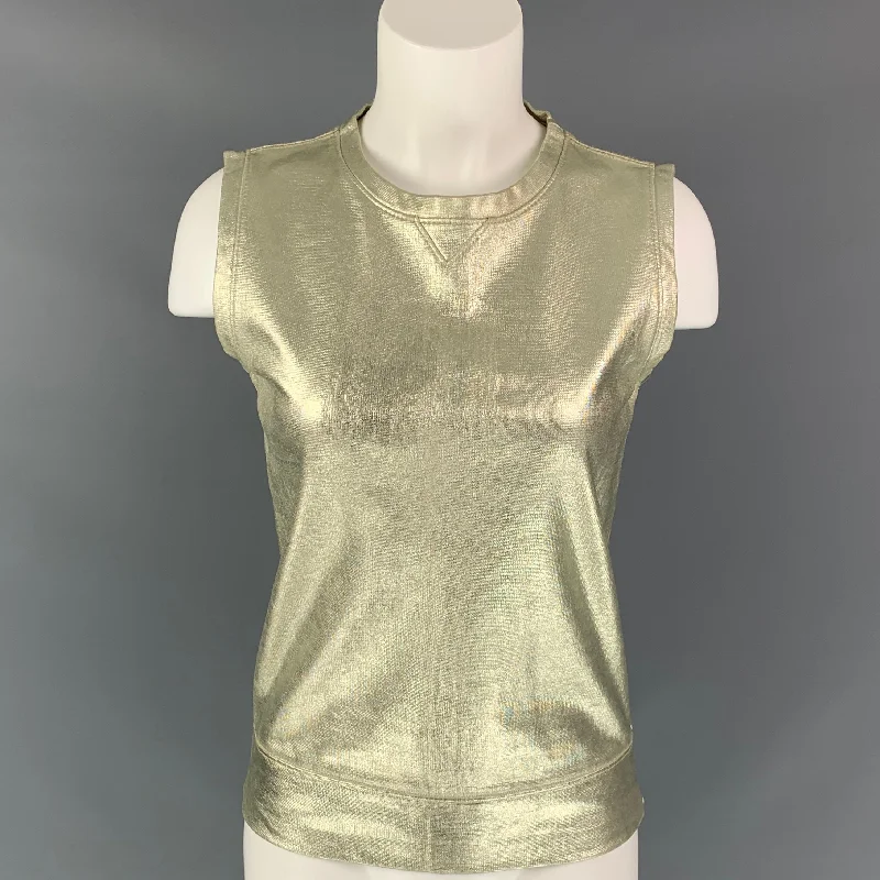 GIAMBATTISTA VALLI Size XS Gold Cotton Metallic Tank Casual Top essential tank top