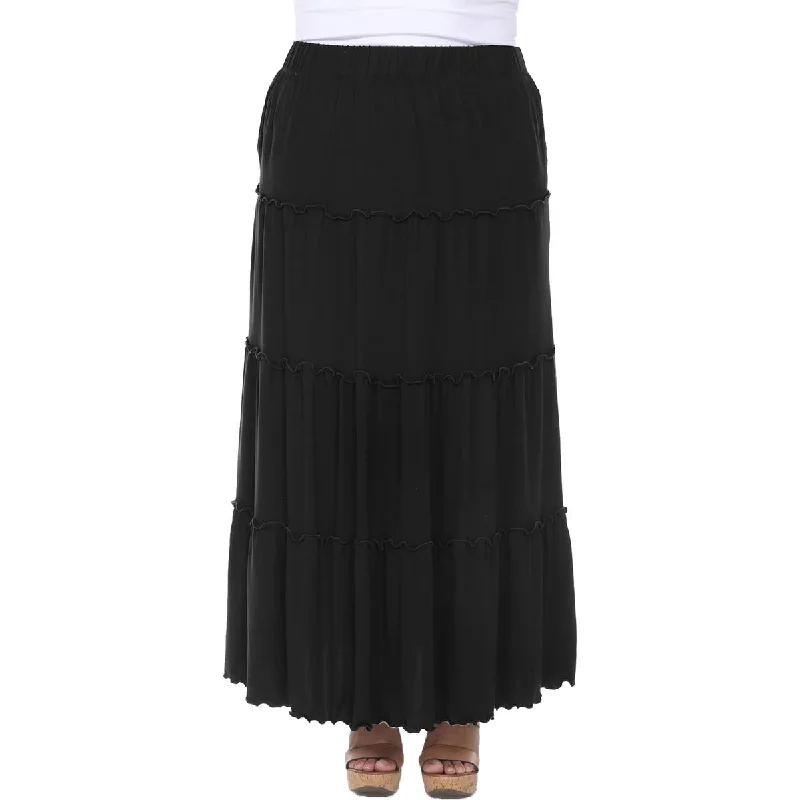 White Mark Womens Knit Tiered Maxi Skirt corduroy skirt durable