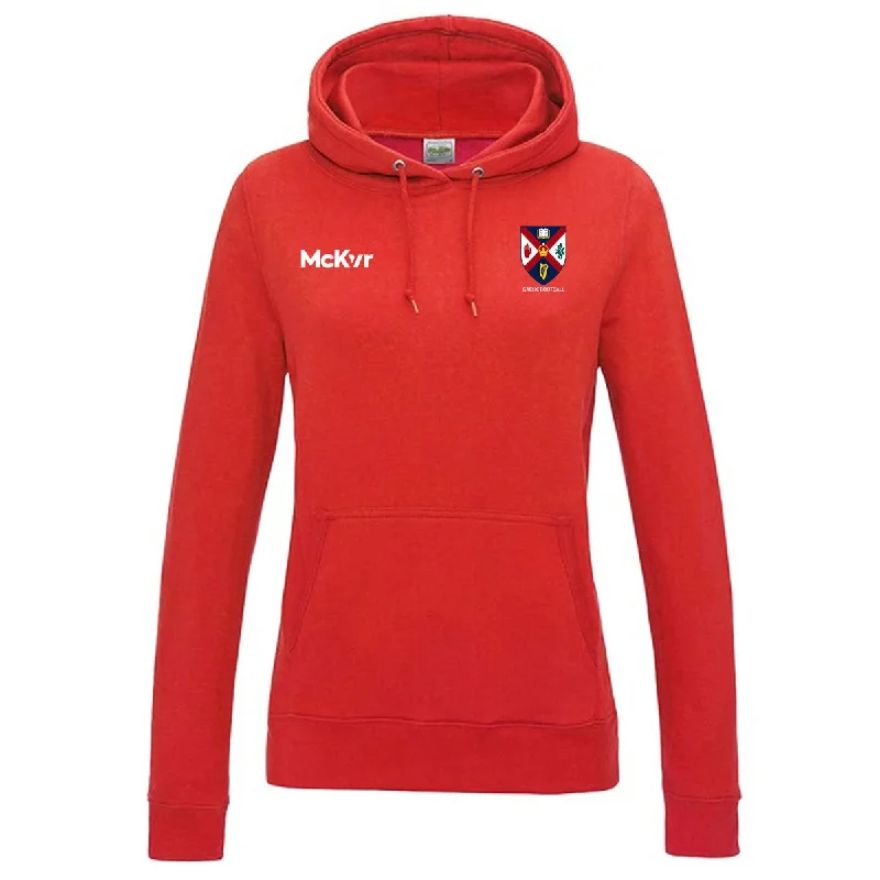 Mc Keever Queens Gaelic Football College Hoodie - Womens - Fire Red Hoodie with Camouflage Military Edgy Mc Keever Queens Gaelic Football College Hoodie - Womens - Fire Red Hoodie with Camouflage Military Edgy