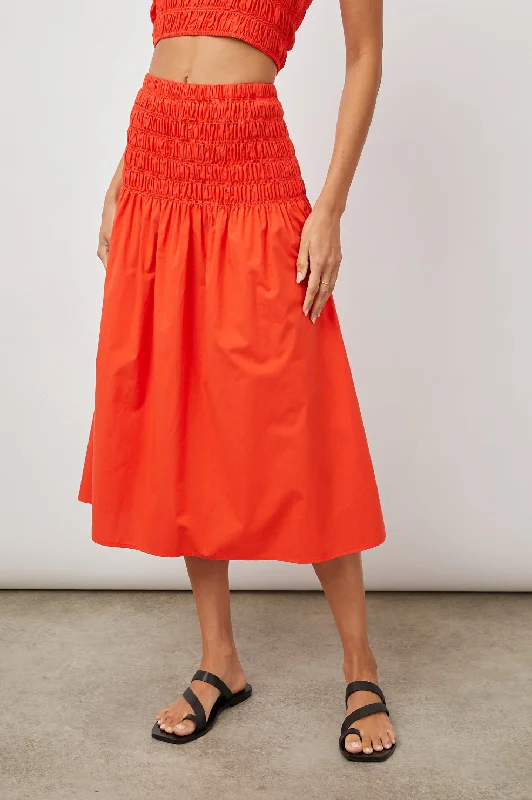 SELENA SKIRT - GRENADINE velvet skirt glossy
