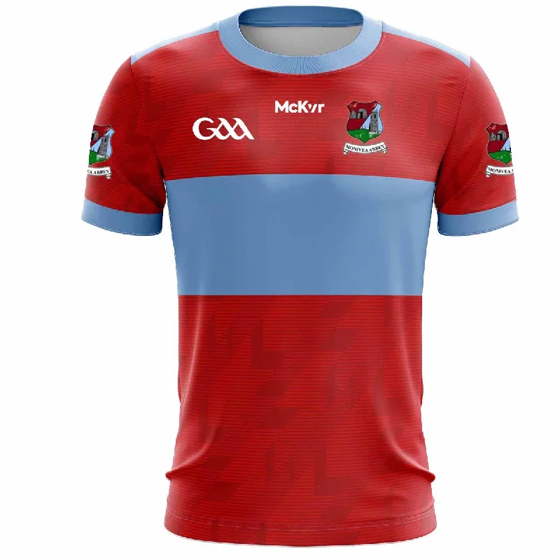 Mc Keever Monivea Abbey GAA Playing Jersey - Adult - Red/Sky Women's Jersey Top