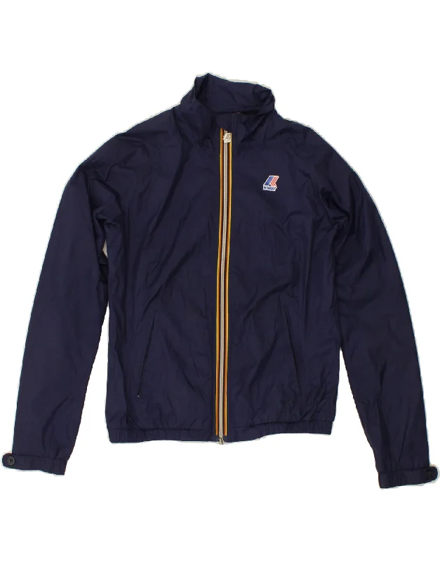 K-WAY Womens Rain Jacket UK 14 Medium Navy Blue Polyamide Zippered Front Buttoned Front Snap Front K-WAY Womens Rain Jacket UK 14 Medium Navy Blue Polyamide Zippered Front Buttoned Front Snap Front