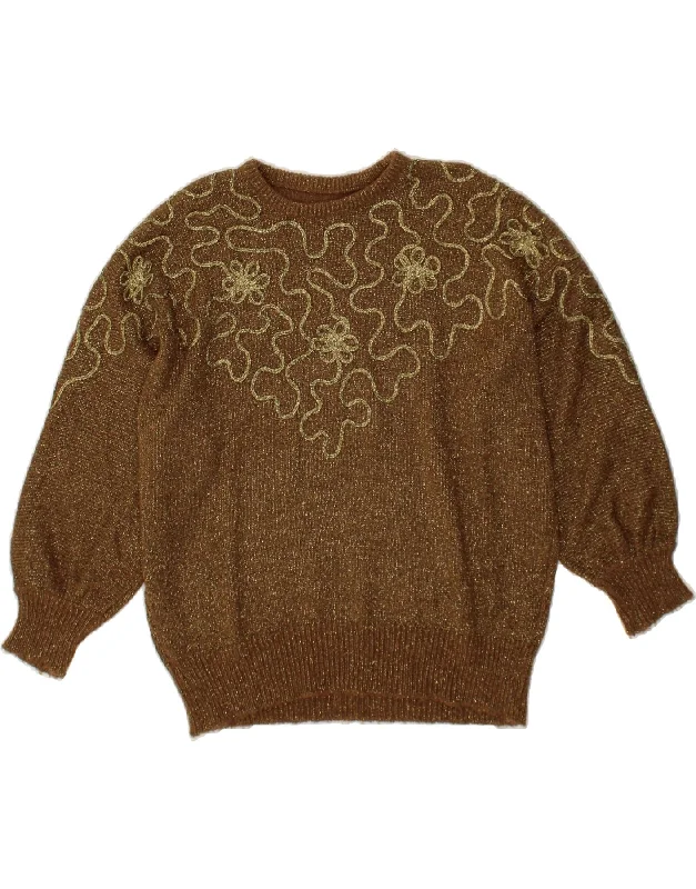 VINTAGE Womens Boat Neck Jumper Sweater UK 20 2XL Brown Lightweight Heavyweight Midweight VINTAGE Womens Boat Neck Jumper Sweater UK 20 2XL Brown Lightweight Heavyweight Midweight