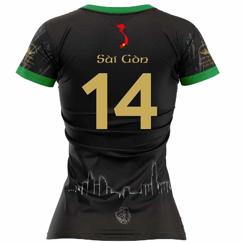 Mc Keever Saigon Gaels GAA Numbered Home Jersey - Womens - Black Scoop Neck Jersey Top